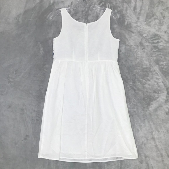 Ann Taylor LOFT Dress Womens 0 White Empire Waist Shift Embroidered Linen Cotton - Picture 4 of 10